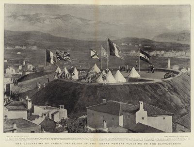 The Occupation of Canea, the Flags of the Great Powers Floating on the Battlements by Joseph Nash